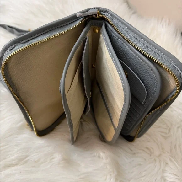 Minooy l Stylish Gray leather Crossbody Bag:NWOT - Picture 11 of 15